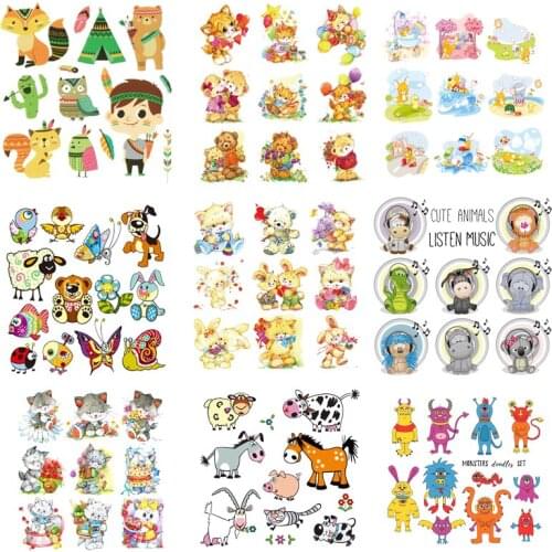 Iron on Transfer for Clothing Thermoadhesive Patches Stickers Diy Lovely Animal Appliques for Clothing Textile Vinyl Stripes I