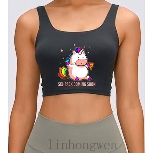 Unicorn Six Pack Coming Soom Women Tank Top Spring Autumn Costume Customize Crew Neck Casual Fitness Vintage Cotton Crop Top