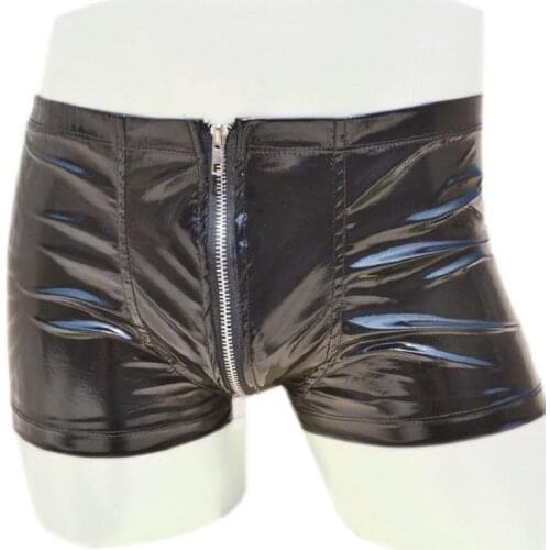 Men 's underwear pants boxers male faux leather sexy boxer