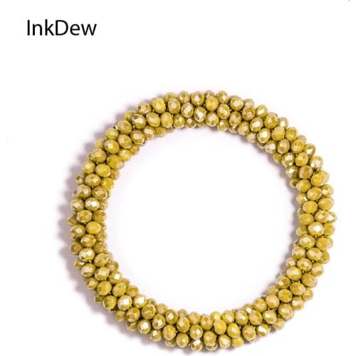 INKDEW New Trendy Beads Bracelets Elastic Handmade Strand Bracelets for Women Gift Multicolor Original Bangles Fashion Jewelry