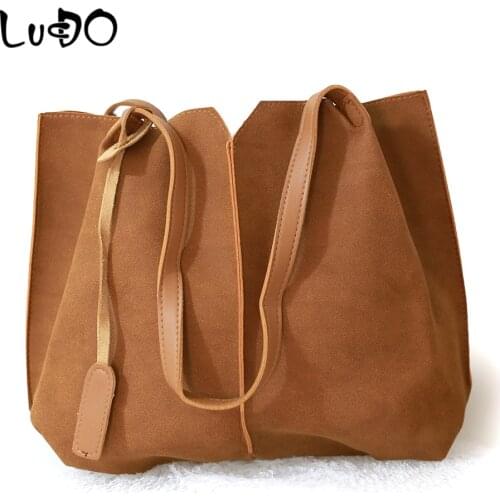 Women Suede Handbags Large Capacity Casual Tote Bags High Quality Soft Leather Women Bag 2 PCS Handbags Set Female Shoulder Bags
