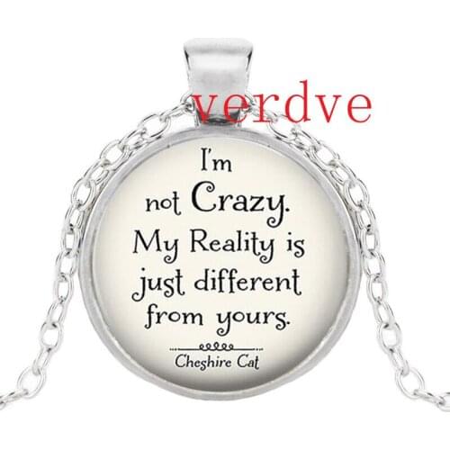 Brand I'm Not Crazy Cheshire Cat necklace Pendant Wonderland Pendant Dome Glass necklace necklace for women