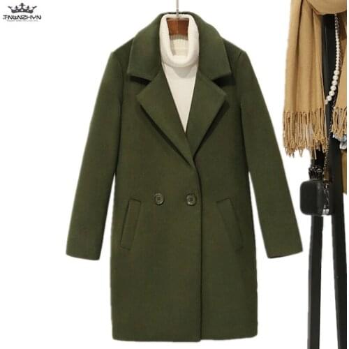 2019 Winter Fashion Women Loose New Coat Long Sleeve Medium Long High Quality Wool Jacket Female Thicken Warm Woolen Coat A2111