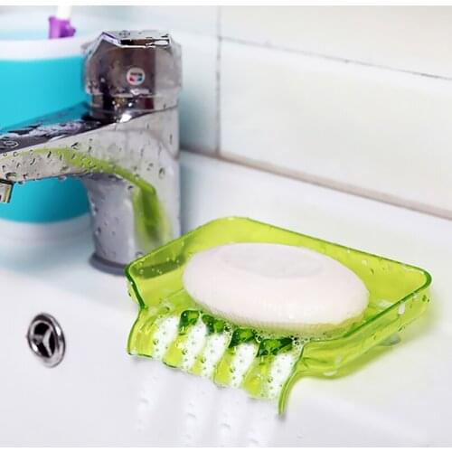 1PC Sweet Color Waterfall Soap Holder Plastic Sponge Stand Falls Drain Shower Soap Box Antislip Bottom Suckers Kitchen Organizer