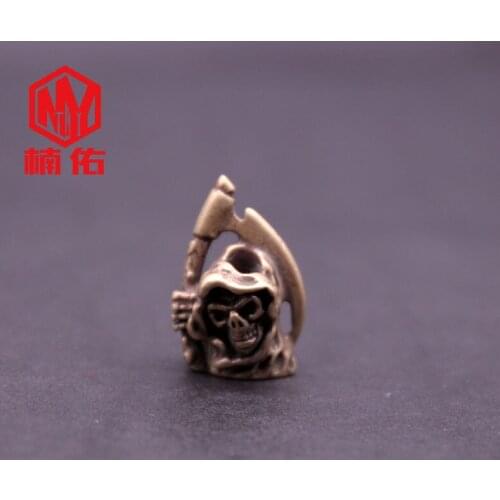 1PC EDC Paracord Beads Sickle Cloak Death Skull White Copper Retro Brass Copper Oxide Umbrella Rope Lanyard Pendants Knife Bead