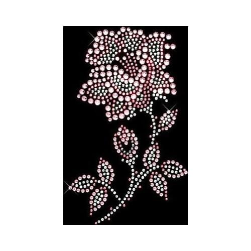 2pc/lot pink and white Flower design stone iron on crystal transfers design strass iron hot fix rhinestone motif appliques