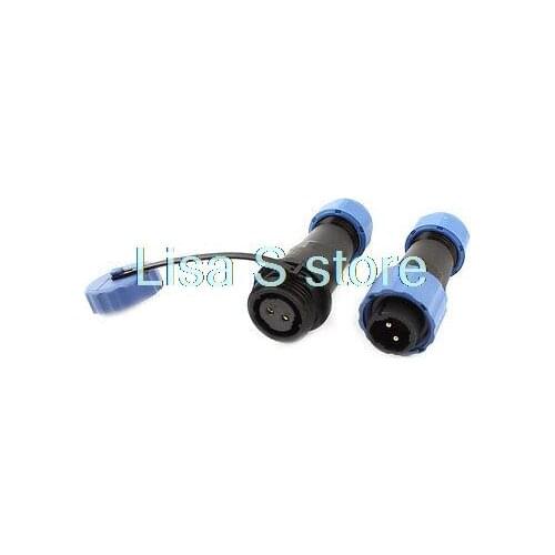 Pair Waterproof Aviation Cable Connector Plug + Socket SD16-2 2 Pin IP68