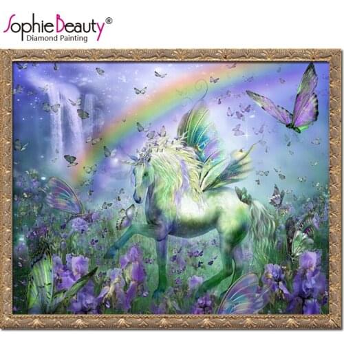 2018 Rushed Diamond Mosaic Embroidery Hobby Icon Cloth Pegasus With Butterfly Needlework Rhinestone Cross Stitch Beadwork Kit