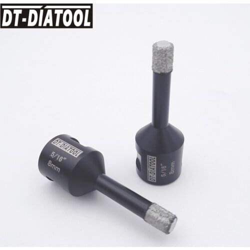 2pcs/pk Diameter 8mm 5/16" Vacuum Brazed Diamond Dry Drilling Bits 5/8-11 Female Thread Hole Saw Drilling Bits for Ceramic Stone