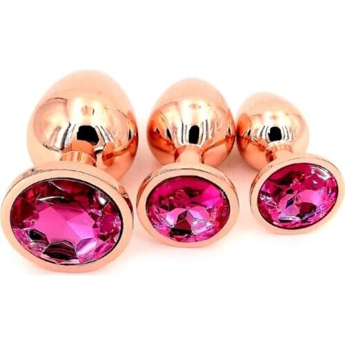 3 Size Anal Plug Stainless Steel Crystal Anal Plug Removable Butt Plug Stimulator Anal Sex Toys Prostate Massager
