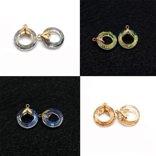 3pcs/bag Exquisite Glass Crystal Pendant Round Ring Faceted Transparent Refraction Fashion Crystal Pendant Glamour Lady Earrings