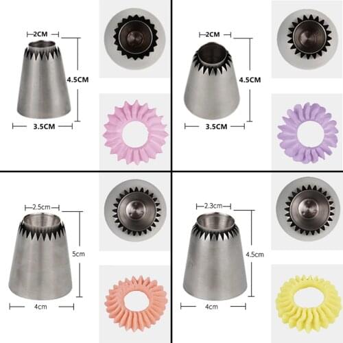 4pcs/lot)Free Shipping New Stainless Steel Different Size Sultane Pastry Icing Nozzles set