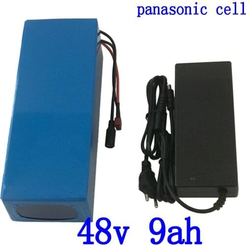 48V Lithium battery pack 48V 9AH 500W ebike battery 48V scooter Lithium ion battery use panasonic cell with 15A BMS+ 2A charger