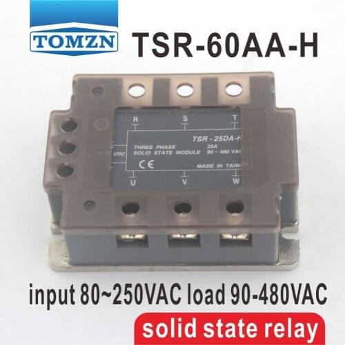 60AA TSR-60AA-H Three-phase High voltage type SSR input 80~250VAC load 90-480VAC single phase AC solid state relay