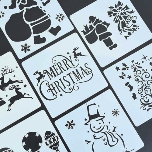 7pcs/set Merry Christmas Reindeer Santa Clause Layering Stencils Painting DIY Scrapbooking Craft Embossing Decorative Template