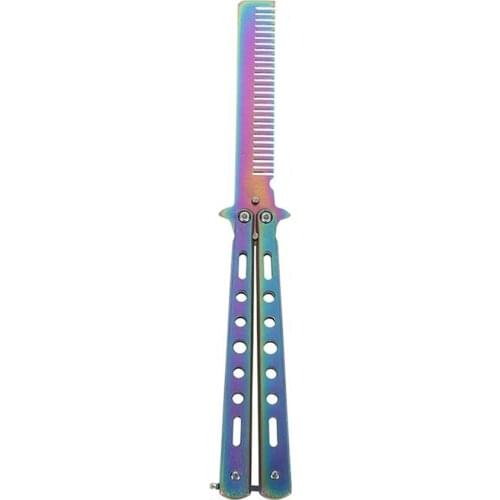 Automatic Spin Comb Butterfly Color Titanium Hairdressing Tools Butterfly Knife Safety Long-lasting Comb