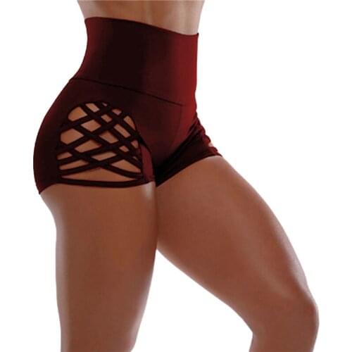 Hollow Out Women Sexy Shorts High Wasit Elastic Workout Fitness Shirts Soft Breathable Female Skinny Shorts Hot Sale