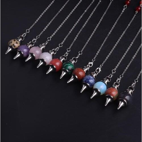 Balacing Divination Pendulum Meditation Pendants Natural Stone 7 chakra Necklace Pendants Yoga Crystal Amethysts Charm Jewelry