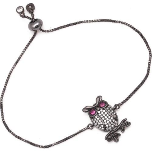 BONLAVIE Micro Inlaid Owl Zircon Bracelet Zircon Adjustable Bracelet Bright Bracelet