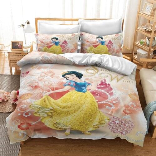 Home Textile Disney Beauty and Beast Snow White Beautiful Pattern Bedding Set Duvet Cover Pillowcase Girls Bedroom Decoration