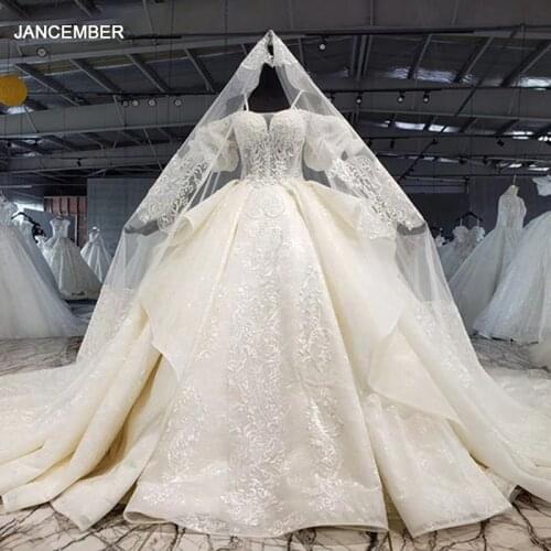 HTL1320 Champagne Sexy Spagehetti Straps Wedding Dresses 2020 Sweetheart Short Sleeve Royal Train Ball Gowns Свадебное платье