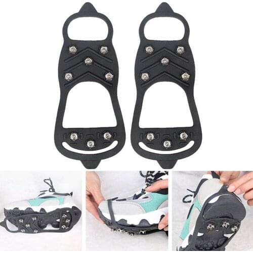2Pcs 8-tooth Anti-Skid Ice Climbing Shoe Spikes-Grips Snowshoes Covers Crampons Ice-Grips Cleats Crampons Winter Climbing Cover