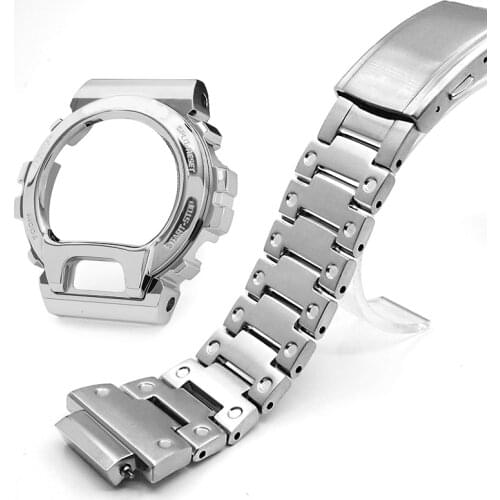 Stainless Steel Metal Watch Case Bezel For Casio G-Shock DW6900 Strap Watch Band DW-6900SLG-1 DW-6900SN-1 DW-6900 Wristband belt