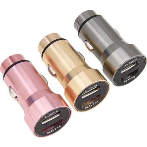 30pcs/lot Metal Dual USB Charger for Mobile Phone Tablet GPS 3.4A 2 Port Fast Car- Charger Adapter for iPhone Huawei Samsung