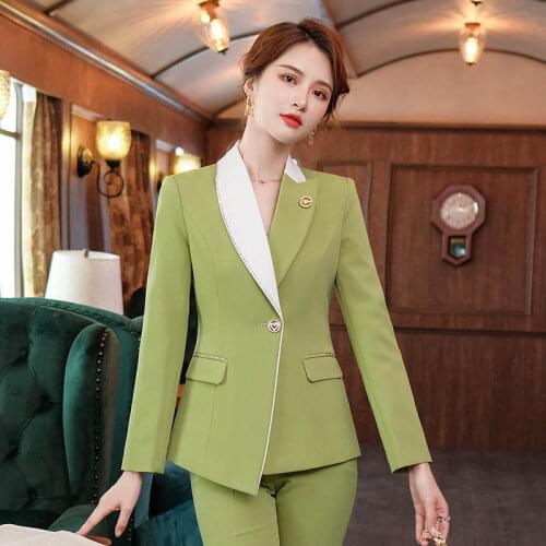 Fashion Styles Formal Long Sleeve Professional Women Business Suits with Pants and Jackets Coat OL Styles Blazers Trousers Set