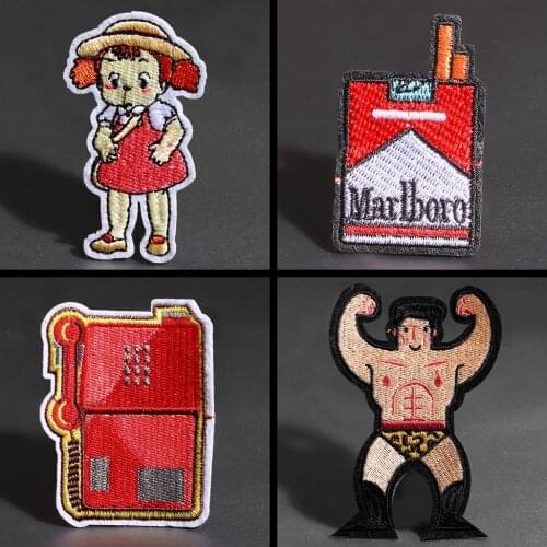 Clothing decoration patches Red Pay phone Strong man Lovely girl DIY Decals ironing on clothes Badge logo Trousers down jacket