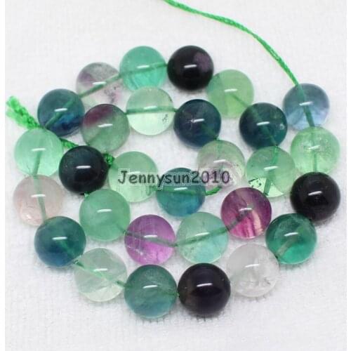 Natural Rainbow Fluorite Gems Stone 4mm Round Beads 15'' Strand for Jewelry Making Crafts 5 Strands/Pack