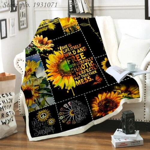 Sunflower Express Love Blanket 3D Print Sherpa Blanket on Bed Home Textiles Dreamlike Gift Blanket 02