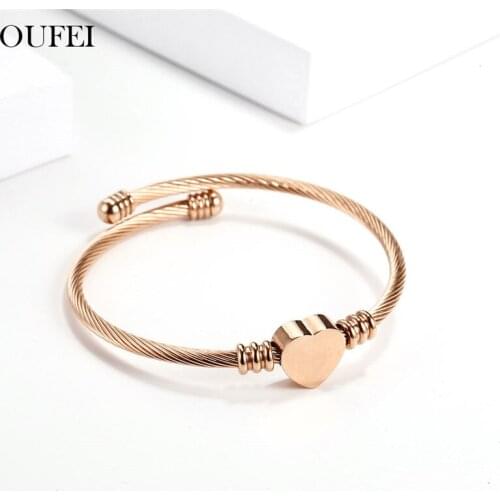 OUFEI Rose Gold Charms Heart love Bracelets For Women Cuff Adjustable Jewelry Accessories Mass Effect Bohemian