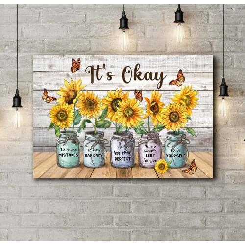 Sunflowers Canvas Rustic Butterfly Inspiration Painting Plants Nordic Wall Art Pictures Room Posters For Girl Room Home Decor