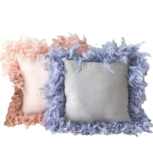 French Aristocratic Luxury Feather Stuffed Pillow High Quality Sofa Decoration Waist Cushion Fluffy Feather Throw Pillow Family