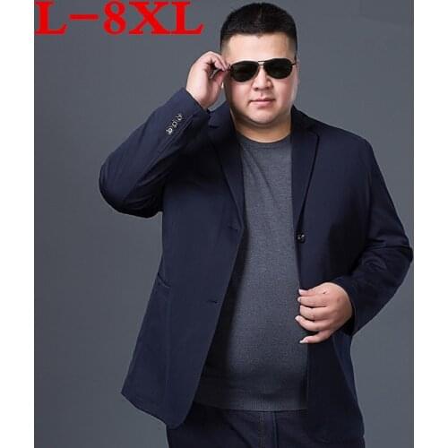 Plus size 8XL 7XL 6XL Fashion Blazer Mens Casual Jacket Solid Color Cotton Men Blazer Jacket Men Classic Mens Suit Jackets Coats