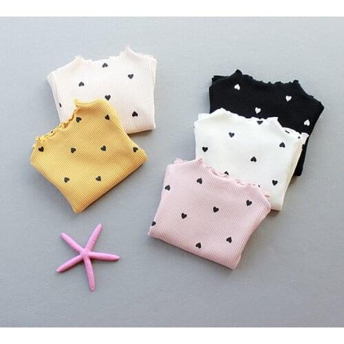 Baby Girls Clothing Girls Shirts Long-sleeved O-necked Love Heart Shirt Kids Blouse Cotton Childrens Tops Girls Clothing