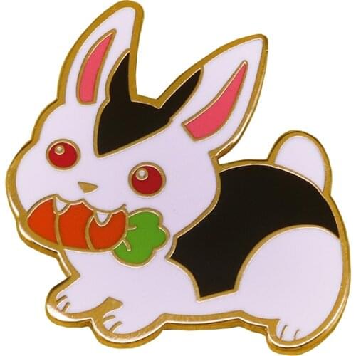 Cute bunny carrot brooch evil pin horror Vampire rabbit badge Easter gift funny accessories