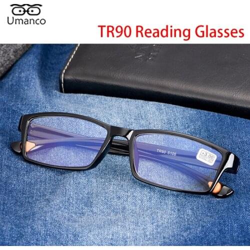 Ultralight Square Reading Glasses for Men Black TR90 Frame Anti Blue Light Eyeglasses Elders Computer Presbyopia Eyewear +1.0