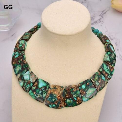 GuaiGuai Jewelry 18" Green Sea Sediment Imperial Jasper Graduated Necklace