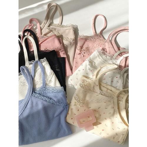 Camisole womens tops Summer short tops 2021 new Vintage lace slim warm joker ladies bottoming cute tops for women Camis