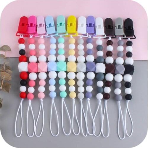 1 piece Infant Newborn Pacifier Clips Anti-Drop Chain Chew Silicone Newborn Baby Silicone Pacifier Clip Chains Shower Gift