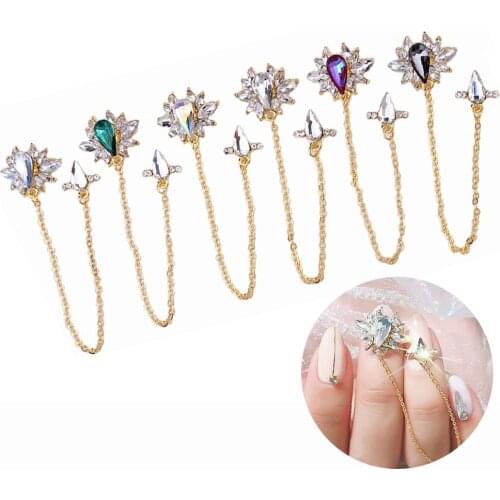 1pcs Nail Art Rhinestone 17*14mm Diamond Super Flash Nails 3D Decoration Charms Gold Silver Tassel Ornament Pendant Rhinestones