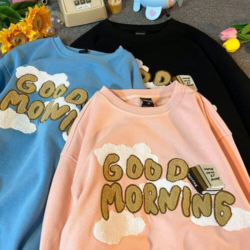 2021 Winter Harajuku Cute Letters Printed Sweatshirt Women Cartoon Designer Long Sleeve O-neck Pullovers Teens Clothes Fashion