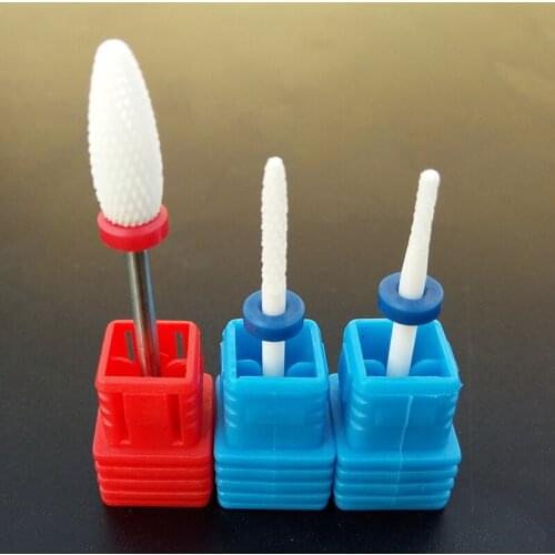 3pcs F,M,Msize Ceramic Nail Drill Bit Pedicure Machine Remove Foot Calluses Flame Bit Tools 3/32" Shank Nail Tools