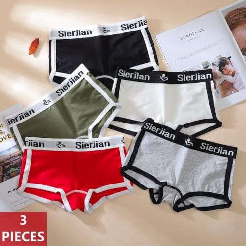 3Pcs Letter Printed Cotton Women Lingerie Sports Fitness Low-Waist Panties Hip-Lift Breathable Seamless Female Briefs Underwear