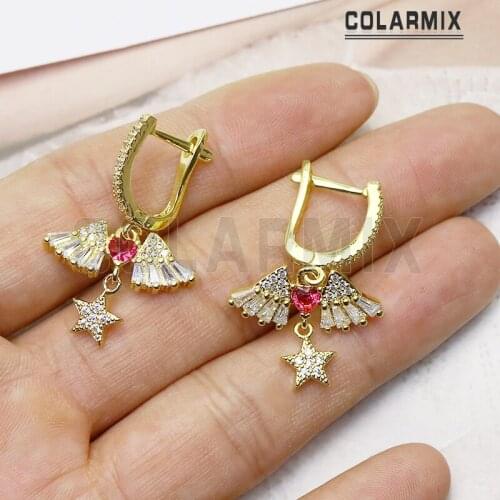 4 Pairs Heart shape drop earrings Star earrings dangle earrings New design Heart shape earrings for women 728
