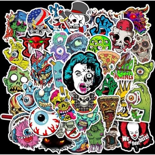 50pcs Terror Series Horro Sticker Graffiti Skeleton Dark Funny Cartoon Stickers DIY Sticker Toys For Skateboard Guitar Fridge