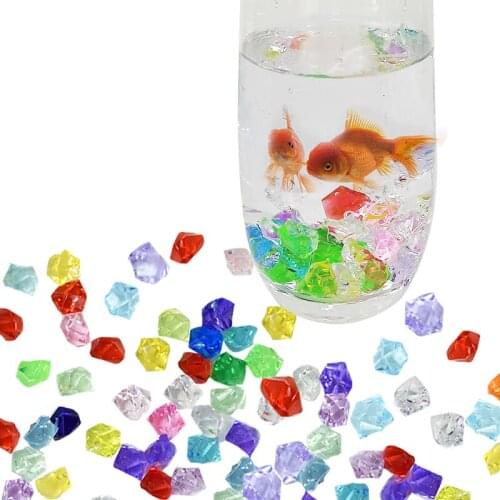 95-100pcs Colorful Aquarium Acrylic Stone Crystal Ice Cubes Decor Vase Filler Pebble Fish Tank Accessories DIYJewelry Decoration