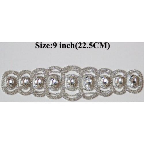 Free Shipping High Quality 5pcs/lot 9'' Crystal Rhinestone Applique for Wedding Gown Bridal Sash Evening Wear LSAP009